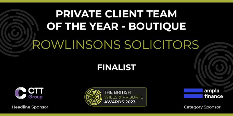 Rowlinsons nominated for British Probate Award